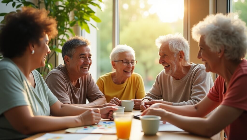 4K Vibrant image of seniors together at a table forming a sense of community.